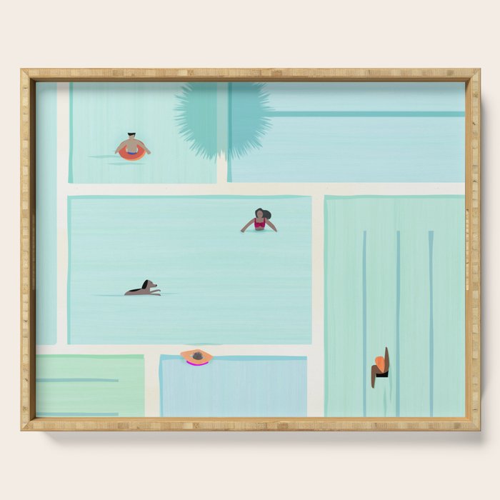 Saturdays At The Pool Illustration Serving Tray Gallery Image 1