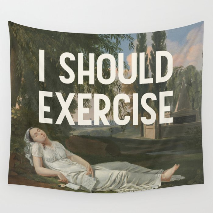 I Should Exercise - Funny Motivational Quote Wall Tapestry Gallery Image 4