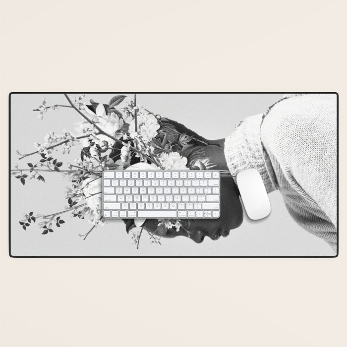 Bloom in White Desk Mat Gallery Image 1