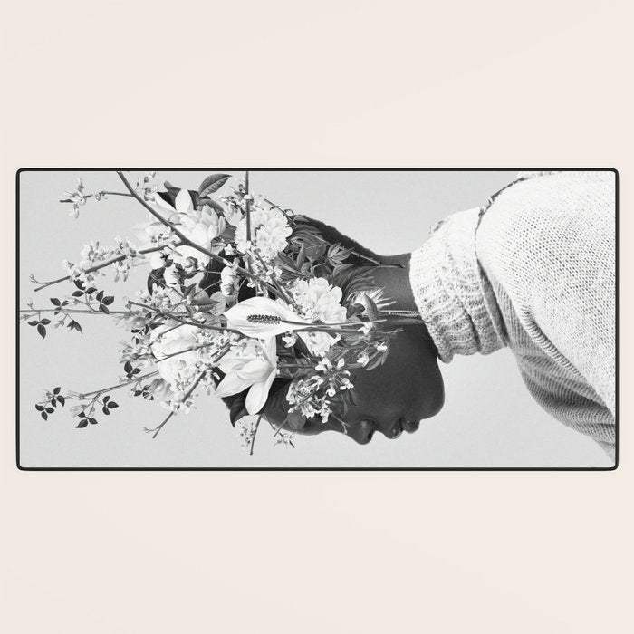 Bloom in White Desk Mat Gallery Image 3