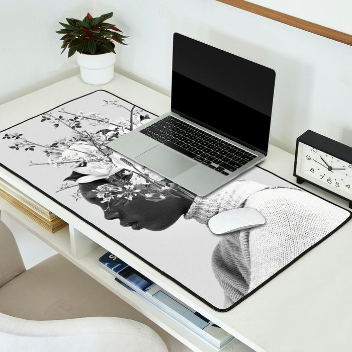 Bloom in White Desk Mat Gallery Image 2