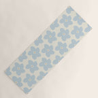 Light Blue And Cream Retro Flower Yoga Mat Gallery Image 1