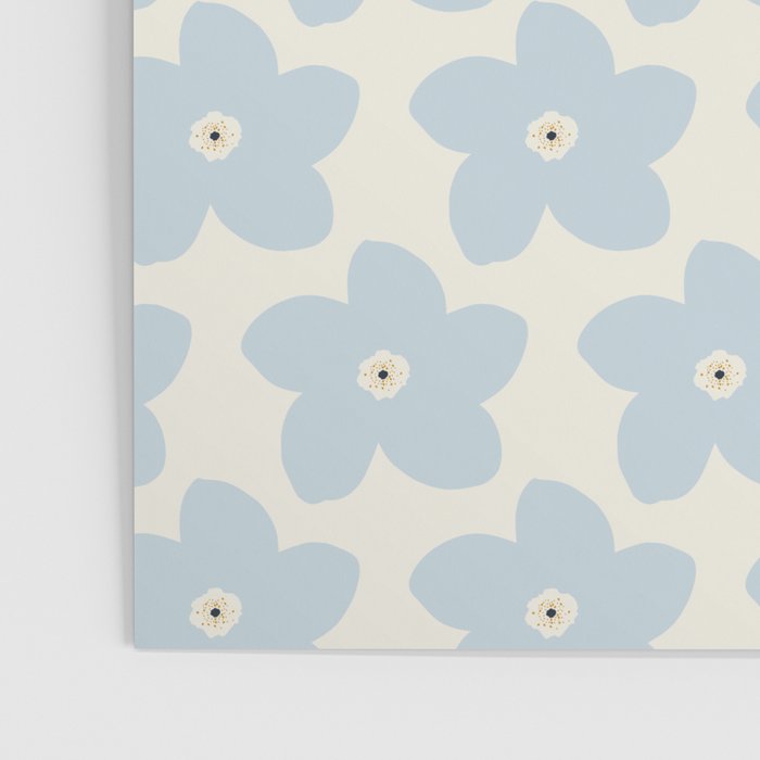 Light Blue And Cream Retro Flower Poster Gallery Image 3
