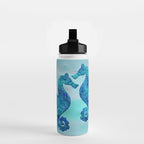 Blue Seahorse Couple Underwater Water Bottle Gallery Image 2