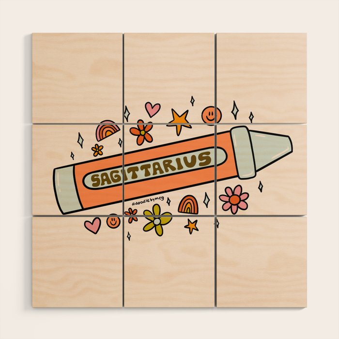 Sagittarius Crayon Wood Wall Art Gallery Image 1