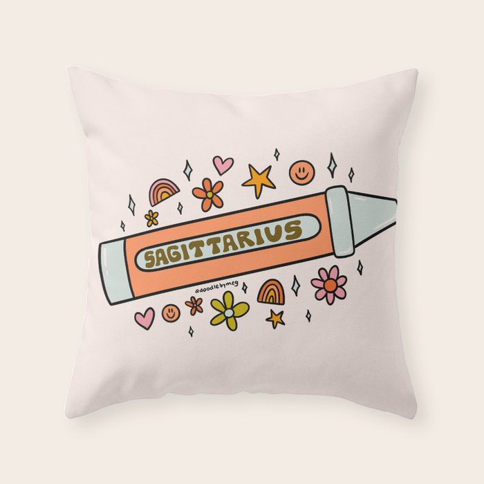 Sagittarius Crayon Throw Pillow Gallery Image 6