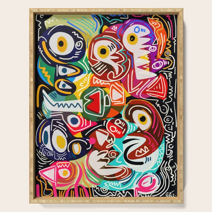 Life is beautiful street art graffiti Serving Tray Gallery Image 1