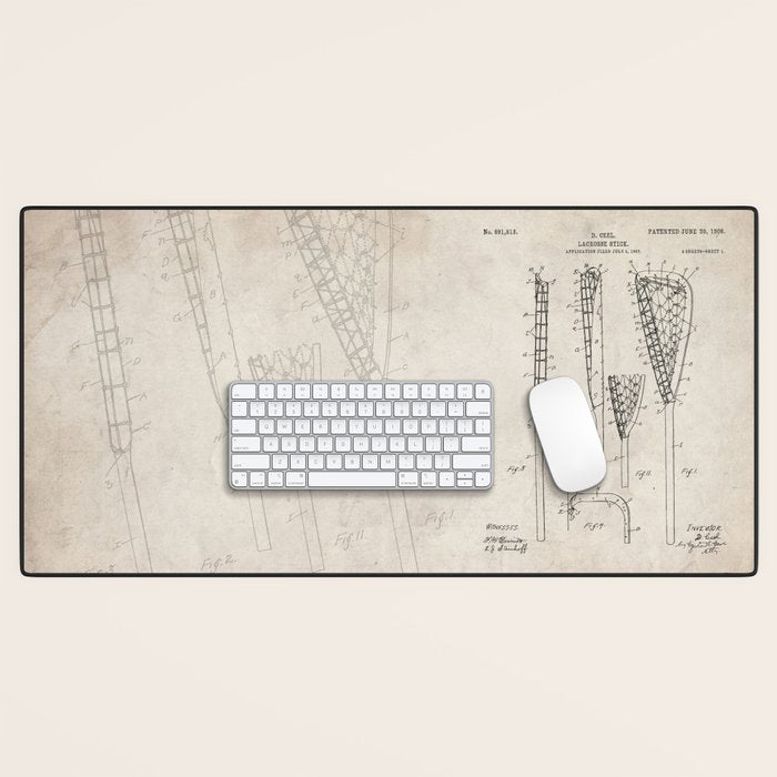 Lacrosse Stick Patent - Lacrosse Player Art - Antique Desk Mat Gallery Image 1
