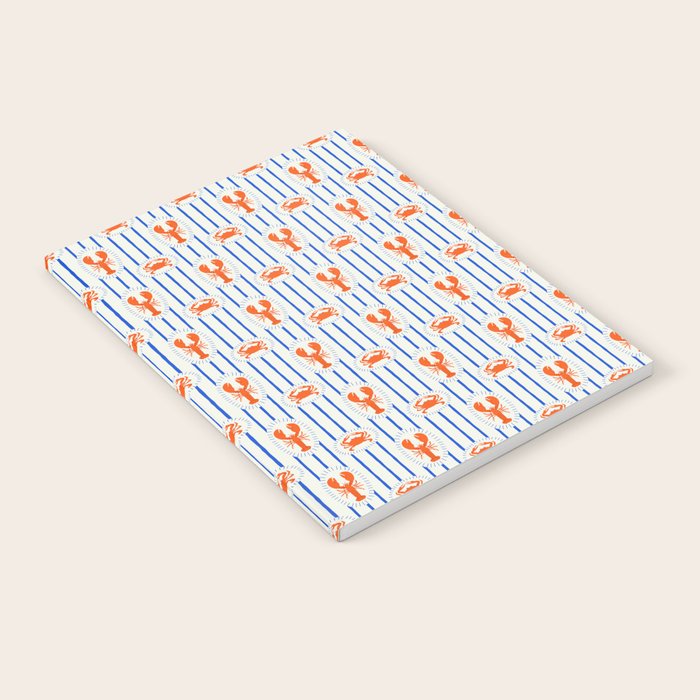 Vintage lobster crab stripe art pattern Notebook Gallery Image 2