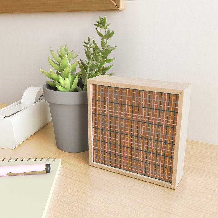 Retro Modern Boho Tartan Plaid Rust Navy Blush Mustard Gray Mini Art Print Gallery Image 2