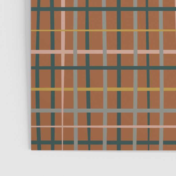 Retro Modern Boho Tartan Plaid Rust Navy Blush Mustard Gray Poster Gallery Image 3