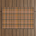 Retro Modern Boho Tartan Plaid Rust Navy Blush Mustard Gray Outdoor Rug Gallery Image 1