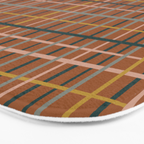 Retro Modern Boho Tartan Plaid Rust Navy Blush Mustard Gray Bath Mat Gallery Image 3