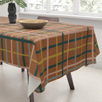 Retro Modern Boho Tartan Plaid Rust Navy Blush Mustard Gray Tablecloth Gallery Image 3