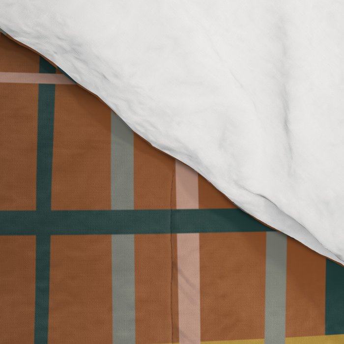 Retro Modern Boho Tartan Plaid Rust Navy Blush Mustard Gray Comforter Gallery Image 4