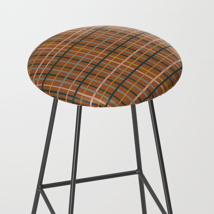 Retro Modern Boho Tartan Plaid Rust Navy Blush Mustard Gray Stool Gallery Image 2