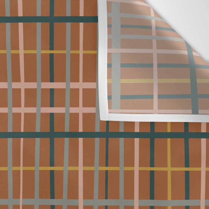 Retro Modern Boho Tartan Plaid Rust Navy Blush Mustard Gray Wall Tapestry Gallery Image 3