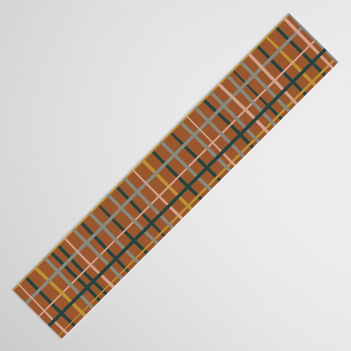 Retro Modern Boho Tartan Plaid Rust Navy Blush Mustard Gray Table Runner Gallery Image 3