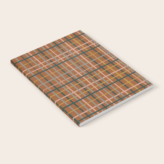Retro Modern Boho Tartan Plaid Rust Navy Blush Mustard Gray Notebook Gallery Image 2