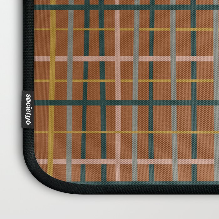Retro Modern Boho Tartan Plaid Rust Navy Blush Mustard Gray Laptop Sleeve Gallery Image 3