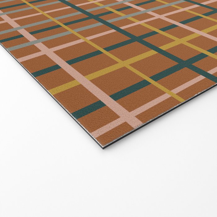 Retro Modern Boho Tartan Plaid Rust Navy Blush Mustard Gray Welcome Mat Gallery Image 2