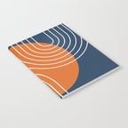 Mid Century Modern Geometric 161 Sun Rainbow abstract in Navy Blue Orange Notebook Gallery Image 2