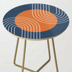 Mid Century Modern Geometric 161 Sun Rainbow abstract in Navy Blue Orange Side Table Gallery Image 2