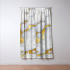 White and Gray Marble and Gold Metal foil Glitter Effect Window Curtain Gallery Image 3
