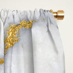 White and Gray Marble and Gold Metal foil Glitter Effect Window Curtain Gallery Image 2