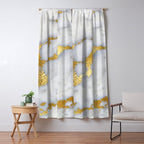 White and Gray Marble and Gold Metal foil Glitter Effect Window Curtain Gallery Image 5