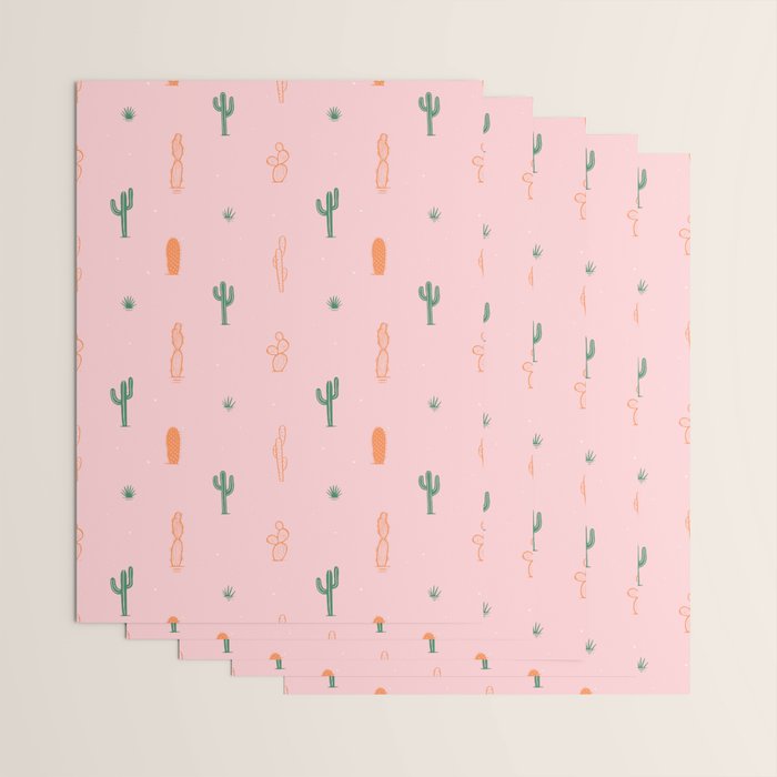 Retro hand drawn cactus plant pattern Wrapping Paper Gallery Image 3