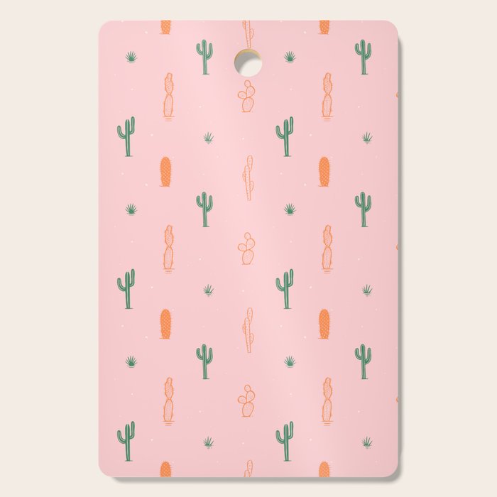 Retro hand drawn cactus plant pattern Cutting Board Gallery Image 1