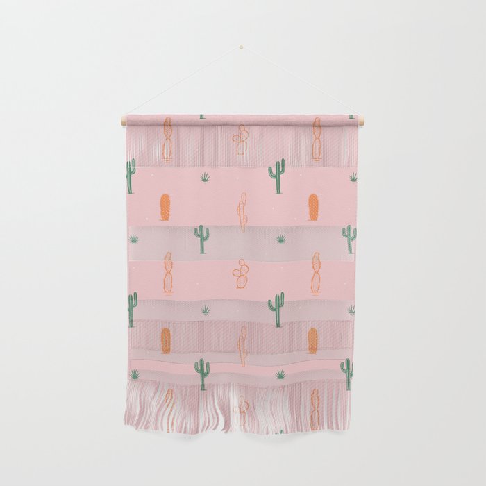 Retro hand drawn cactus plant pattern Wall Hanging Gallery Image 1