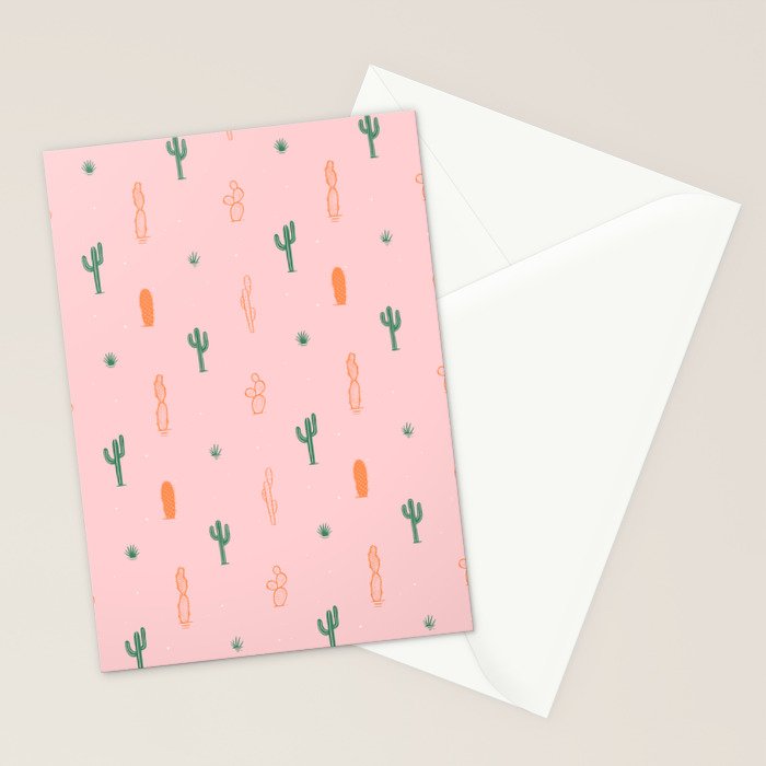 Retro hand drawn cactus plant pattern Stationery Card Gallery Image 2