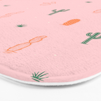 Retro hand drawn cactus plant pattern Bath Mat Gallery Image 3