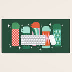 Retro Christmas Coffee Thermoses - Green Desk Mat Gallery Image 1