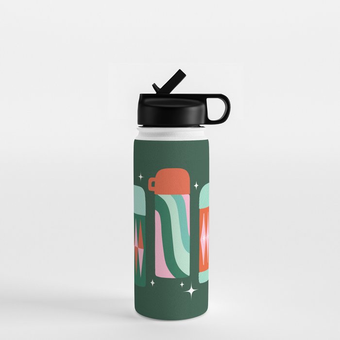 Retro Christmas Coffee Thermoses - Green Water Bottle Gallery Image 1