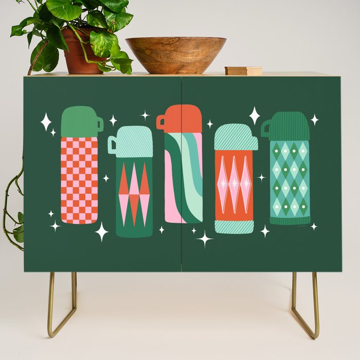 Retro Christmas Coffee Thermoses - Green Credenza Gallery Image 1
