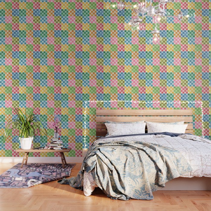 Eclectic  revival Handmade checker Multicolored Wallpaper Gallery Image 1
