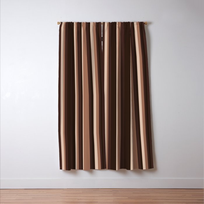 Classic Stripes XLIX - Mocha Coffee Window Curtain Gallery Image 3