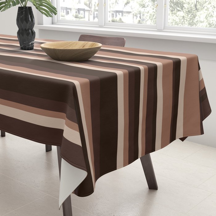 Classic Stripes XLIX - Mocha Coffee Tablecloth Gallery Image 3