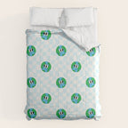 Retro cartoon earth planet checkered pattern Comforter Gallery Image 6