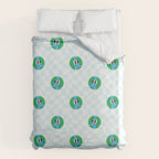 Retro cartoon earth planet checkered pattern Duvet Cover Gallery Image 6