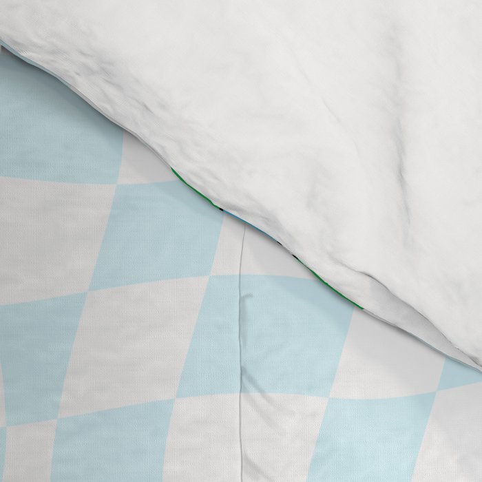 Retro cartoon earth planet checkered pattern Comforter Gallery Image 4