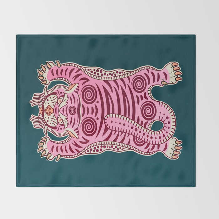King Of The Jungle 02: Pink Tiger Edition Throw Blanket Gallery Image 2