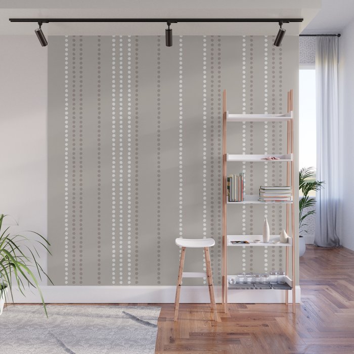 Ethnic Spotted Stripes in Beige Stone  Wall Mural Gallery Image 1