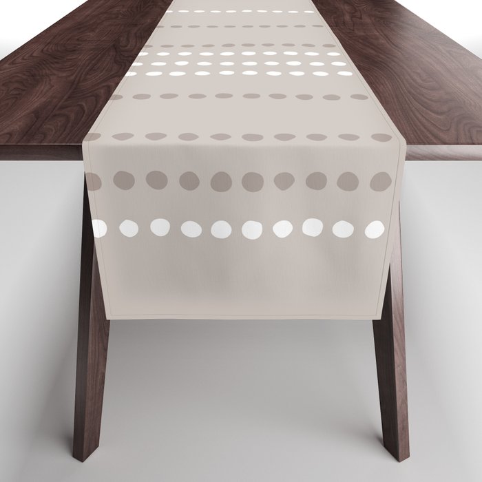 Ethnic Spotted Stripes in Beige Stone  Table Runner Gallery Image 1
