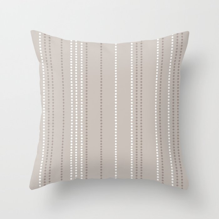 Ethnic Spotted Stripes in Beige Stone  Throw Pillow Gallery Image 1