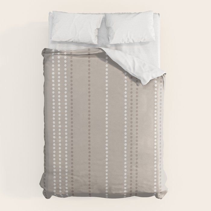 Ethnic Spotted Stripes in Beige Stone  Duvet Cover Gallery Image 1