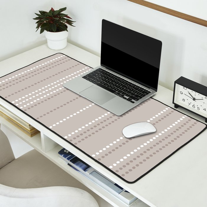 Ethnic Spotted Stripes in Beige Stone  Desk Mat Gallery Image 2